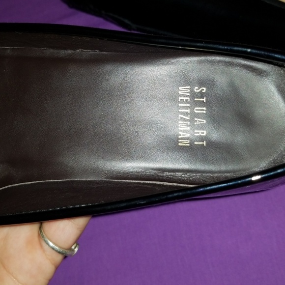 Stewart Weitzman black pattern leather flats Sz 8 - Picture 6 of 8
